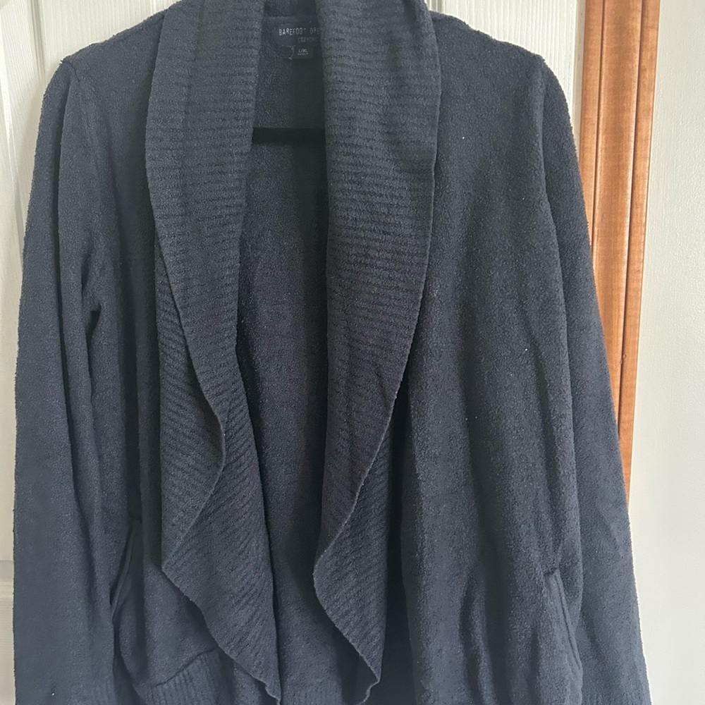 Barefoot Dreams dark grey  Draped Open-Front Cardigan